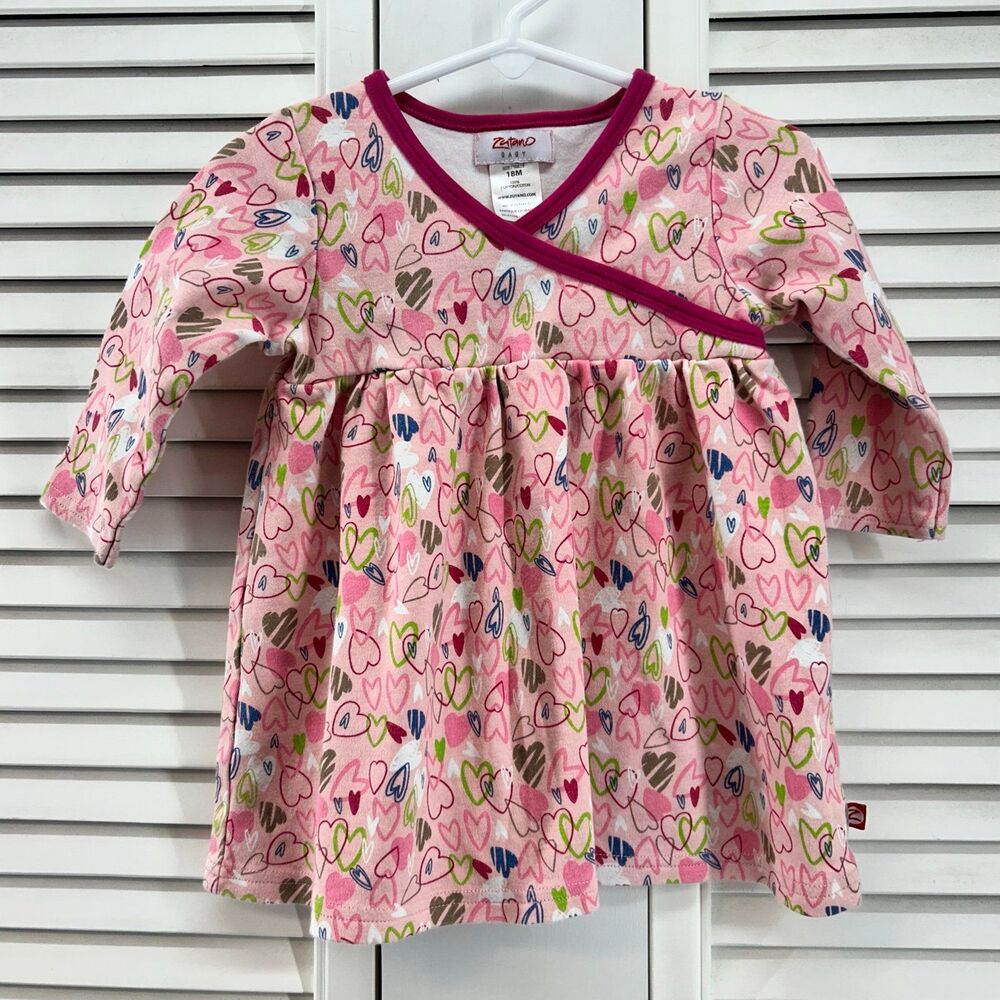 Zutano baby size 18M pink heart print dress